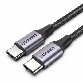  Кабель UGREEN US261 50152 USB 2.0 C M/M Round Cable Nickel Plating Aluminum Shell 2m Gray/Black 