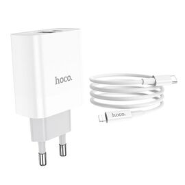  СЗУ HOCO C80A Rapido PD20W, QC3.0, Type-C + lightning (белый) 
