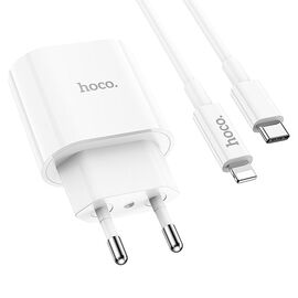 СЗУ HOCO C94A Metro, 1USB, PD20W, Type-C + lightning (белый) 