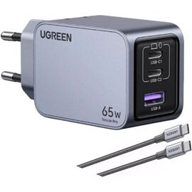  СЗУ UGREEN X755 (25871) Nexode Pro 65W 3-Port GaN Fast Charger with 100W cable 1M Set EU Grey 