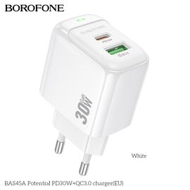  СЗУ BOROFONE BAS45A Potential PD30W+QC3.0 charger(EU)  (белый) 