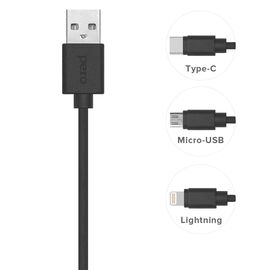  Дата-кабель PERO DC-03 Type-C, 2А, 2м, черный (Fast Charge) 
