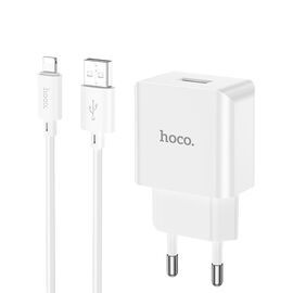  Адаптер Сетевой с кабелем Hoco C106A Leisure USB 2,1A/10W (USB/Lightning) (white) (221584) 