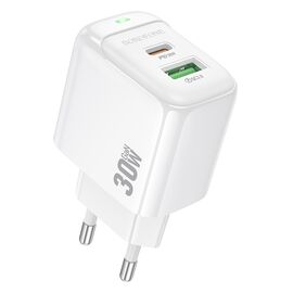  СЗУ 2USB 3.0A PD 30W QC3.0 быстрая зарядка для Type-C Lightning Borofone BAS45A 1м (White) 