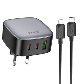  СЗУ 1USB+2USB-C 3.0A PD 30W быстрая зарядка для Lightning 8-pin Type-C Hoco CS33A (Black) 