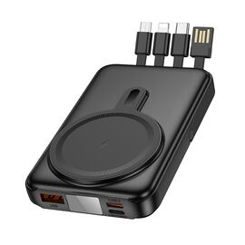  Внешний аккумулятор 10000mAh 1USB+2Type-C 3.0A PD 20W+QC3.0 магнитный, 4кабеля,подставка Hoco J135 (Black) 