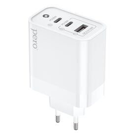  СЗУ PERO TC14 USB-A QC3.0 + USB-C PD + USB-C PD, 48W белый 