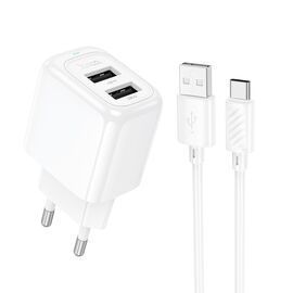  СЗУ 2USB 2.4A для Type-C Hoco CS51A 1м (White) 