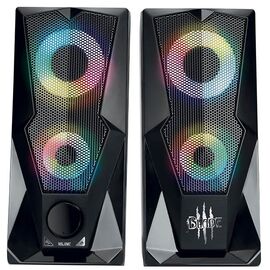  Колонки 2.0 Qumo Blade AS001, 15 ВТ, объемное звучание, RGB подсветка, USB+Jack 3,5мм 