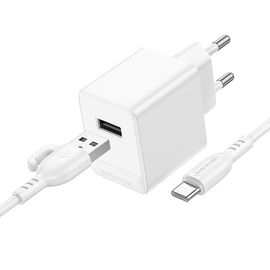 СЗУ 1USB 2.1A для Type-C Borofone BAS11A 1м (White) 