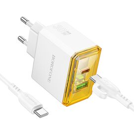  СЗУ 1USB+1Type-C 3.0A QC3.0 PD 30W быстрая зарядка для Type-C Type-C Borofone BAS32A (White) 