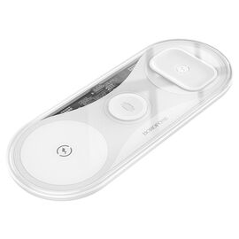  Беспроводное зарядное устройство BOROFONE BQ19 Powerful 3-in-1 для iPhone+Airpods+Apple Watch, 3A, 5W/7.5W/10W/15W, белый 