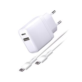  Сетевое зарядное устройство Super Charge PD+QC, GAN, 35W + Дата-кабель  Type-C - Type-C, 3А, 1м, белое 