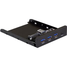  Планка USB на переднюю панель ExeGate U3H-623, 3,5", 3*USB3.0+1*TypeC, черная, металл, подсоединение к мат. плате 283579 