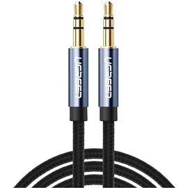  Кабель UGREEN AV112 10686 3.5mm Male to 3.5mm Male Cable Gold Plated Metal Case with Braid 1.5m Blue 