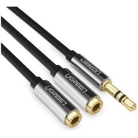  Кабель UGREEN AV123 10532 3.5mm Aux Stereo Audio Splitter Cable with Braid 20cm Black 