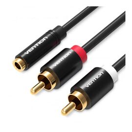  Кабель аудио Vention VAB-R01-S100 Jack 3,5 mm F/2RCA M 1м серый/черный 