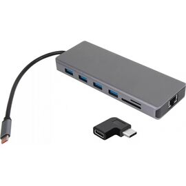  USB-концентратор Vcom CU4706 TypeC -- 2HDMI+DP 4K*60Hz+3USB3.0+TC+USB2.0+RJ45+SD+TF+PD+audio+TCадаптер 