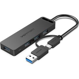  Концентратор Vention CHTBB OTG USB-C+USB 3.0/4xUSB 3.0 порта черный 0.15м 