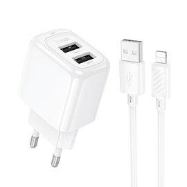  СЗУ 2USB 2.4A для Lightning Hoco CS51A 1м (White) 