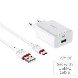  СЗУ BOROFONE BA21A Long journey 1USB, 5V, 3A 1USB, QC3.0 + Type-C (белый) 