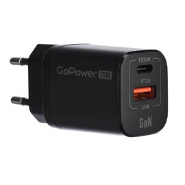  Зарядное устройство GOPOWER 00-00028403 1USB+1TYPE-C 35W QC3.0 Black 