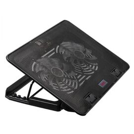  Подставка для ноутбука до 15,6" Buro BU-LCP156-B214H Black, 2 вентилятора: 140 мм, поток: 76.61 CFM, уровень шума: 21 dB(A), 2 х USB-разъёма, LED подсветка, регулировка наклона, материал: металл, пластик 