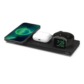  Беспроводное зарядное устройство Belkin MagSafe 3-в-1 черного цвета (блок питания EU) 