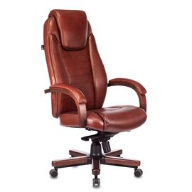  Кресло руководителя Бюрократ T-9923WALNUT светло-коричневый Leather Eichel кожа крестовина металл/дерево 