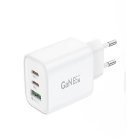  СЗУ Foneng GaN10, A+C+C 3- Port GaN Charger  + PD65W (Type-C to Type-C) (White) 