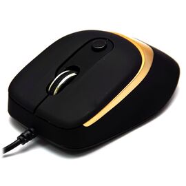  Проводная оптическая  Мышь:DeTech DE-5011G Shiny&Rubber Black/Gold 