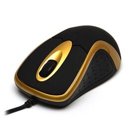  Проводная оптическая  Мышь:DeTech DE-5066G Rubber&Shiny Black& Gold 