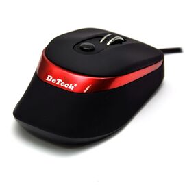  Проводная оптическая  Мышь:DeTech DE-5011G Shiny&Rubber Black/Red 