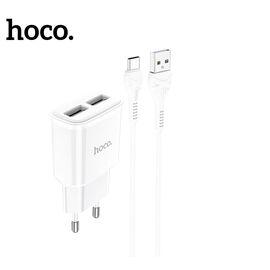  СЗУ 2USB 2.4A для Type-C Hoco C88A 1м (White) 
