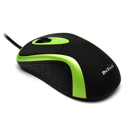  Проводная оптическая  Мышь:DeTech DE-5066G Rubber&Shiny Black& Green 