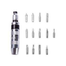  Отвертка ударно-поворотная Deli DL8901 с набором бит 13 шт (PH1, PH2x2, PH3, PH4, SL5, SL6, SL8, SL9, H4, H5, H6, H8), Cr-V, пласт. кейс) 