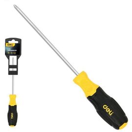  Отвертка двухсторонняя Deli DL632103 PH2+SL6, сталь Cr-V, общая длина хвостовика 160мм, двухкомпонентная прорезиненная рукоять 