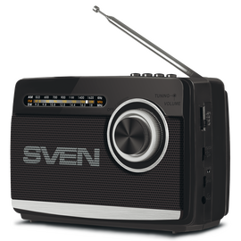  Радиоприемник SVEN SRP-155, чёрный (3 Вт, Bluetooth, FM/AM/SW, USB, microSD, фонарь, встроенный аккумулятор) 