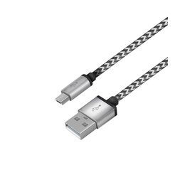  Кабель micro USB усиленный, Серебрянный 