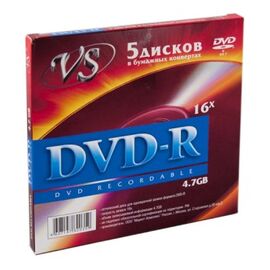  VS DVD-R 4,7 GB 16x конверт/5, (Арт. VSDVDRK501) 