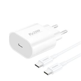  СЗУ Foneng EU39 USB-C, PD20W + кабель Type-C to Type-C (White) 