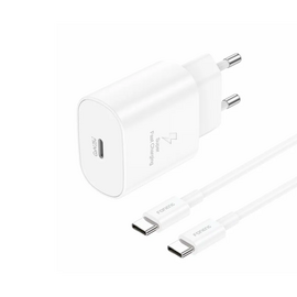  СЗУ Foneng EU51 GaN USB-C 25W + кабель Type-C to Type-C (White) 