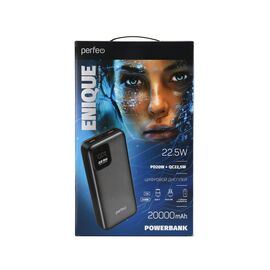  Повербанк Perfeo 20000 mAh/LED дисплей/PD + QC 3.0/Type-C/2 USB/Выход: 5A, max 22.5W/ Черный 