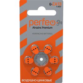  Батарейка для слуховых аппаратов Perfeo ZA13/6BL Airozinc Premium, (Арт. PF ZA13/6BL) 
