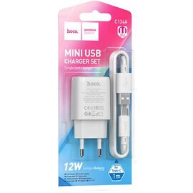  Сетевое зарядное устройство HOCO C134A/ СЗУ + Кабель Type-C 1m/ 1 USB/ Выход: 12W/ Белый 
