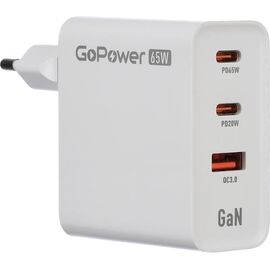  Зарядное устройство GOPOWER 00-00028405 1USB+2TYPE-C 65W QC3.0 GAN White 