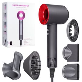  Набор фен SUPER HAIR DRYER (6 в 1) с насадками , 3M 1600Вт (Серый с красным) 