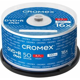  Диск DVD+R CROMEX 513775, 4,7Gb, 16x, Cake Box (упаковка на шпиле) 50шт 