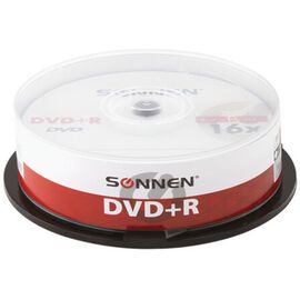  Диск DVD+R SONNEN 513532, 4,7Gb, 16x, Cake Box (упаковка на шпиле) 25шт 