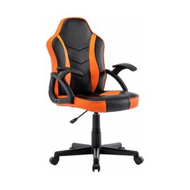  Кресло игровое BRABIX Shark GM-203 532513 на колесиках, эко.кожа/сетка черно-оранжевый 
